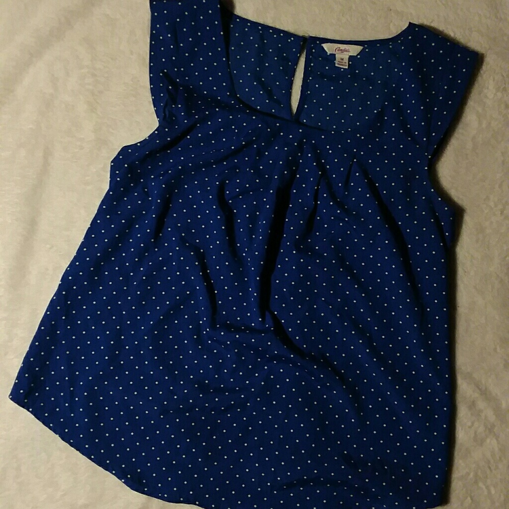 Blue & White Tank top. Polka dot design.